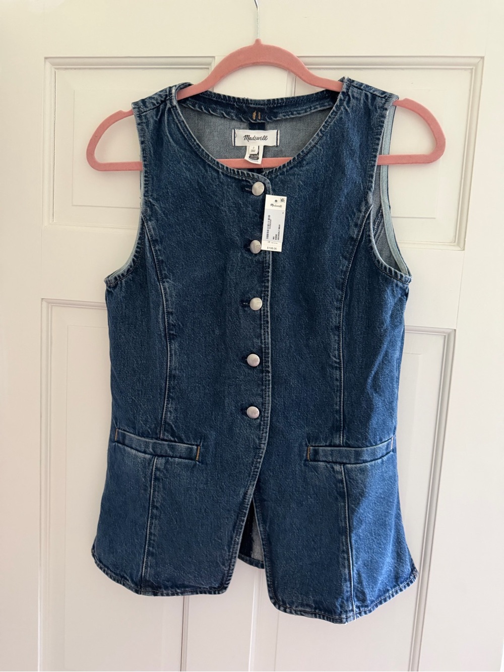 NWT Madewell Crewneck Cutaway Denim Vest - Picture 5 of 6
